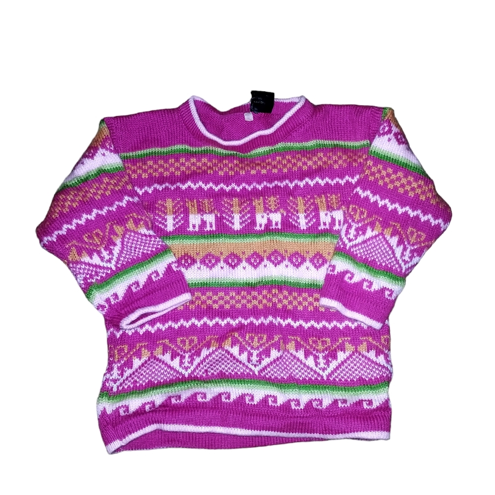 Alpaca Peruvian Goods Sweatshirt Sweater Top 5/6 Toddler Girls Youth Pink dimens